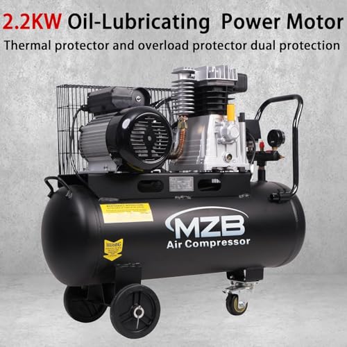 MZB 18.5 Gallon Ultra Quiet Air Compressor 110V/60Hz 11.3CFM 3.0HP, MAX 115PSI Steel Tanks 83dB Noise Level Air Compressor with Wheels - size: 18.5 Gal