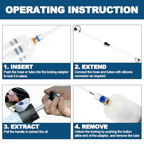 200cc Oil Extractor Pump, Manual Fluid Transfer Syringe, Manual Extraction and Filling Pump, Automotive Fluid Evacuator for Power Steering, Transmission, Brake Fluid & Coolant