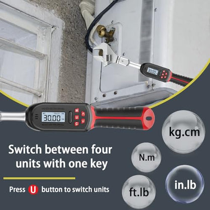 VANPO Digital HVAC Torque Wrench 2.2-44.2 ft.lb, 38mm Adjustable Jaw | 3-60 N.m Range, ±2% Accuracy, LED Buzzer Alert, 9x12mm Open End, Adjustable Digital Torque Wrench for Mini Split AC, Pipeline - size: 2.2-44.3ft.lb/3-60N.m (9×12mm)