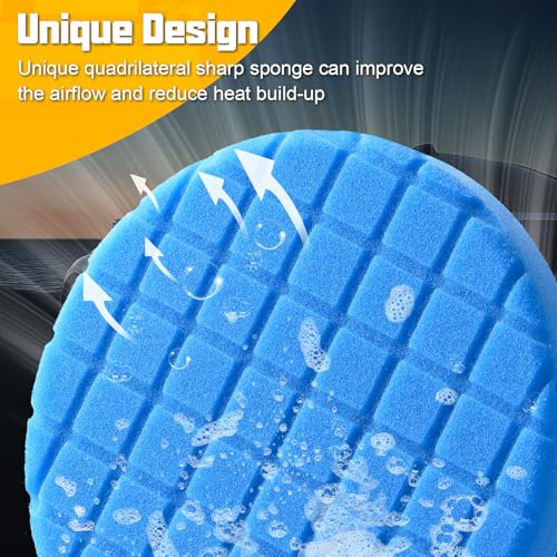 Buffing Pads 6.5 Inch, 3Pcs Blue Light Cut Foam Polishing Pads for Auto Detailing, Paint Finishing Waxing - color: Blue, size: 6.5 - Inch