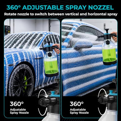 70oz Foam Sprayer, Hand Pump Foaming Sprayer with Adjustable Nozzle, Pressure Foam Spray Bottle for Car Washing, Auto Detailing, Home Cleaning, Pet Bathing and Garden Care
