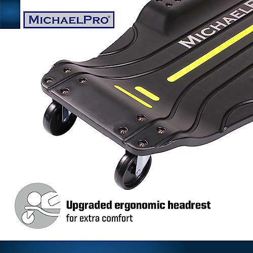 MichaelPro 40-Inch Mechanic Creeper – Low Profile Automotive Creeper, 350 Lbs Capacity Rolling Garage Car Creeper, Shop Creeper with Tool Trays | MP016003