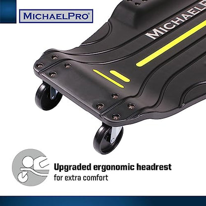 MichaelPro 40-Inch Mechanic Creeper – Low Profile Automotive Creeper, 350 Lbs Capacity Rolling Garage Car Creeper, Shop Creeper with Tool Trays | MP016003