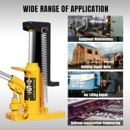 YELLOW JACKET Toe Jack 2.5 Ton Toe/ 5 Ton Top Capacity Hydraulic Machine Jack Lift,Air Hydraulic Claw Jack for Car Repair,Machinery,Industry Equipment - size: 5 Ton Top