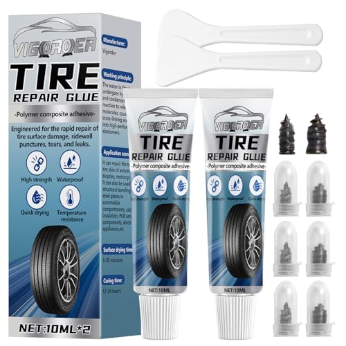 Tire Repair Glue, Rubber Cement for Sidewall Fixes, Suitable for Car, Motorcycle, Bike, Jeep, Off-Road, Truck, Tractor, 20ML, Black