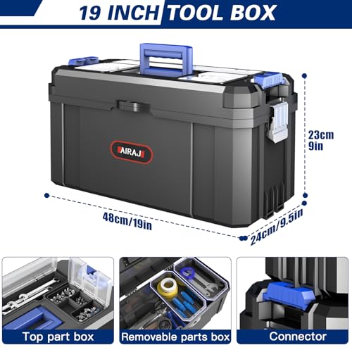 3-In-1 Tool Box with Wheels | Rolling Stackable Tool Box | Modular Tools Storage System | Small Toolbox with Detachable Parts Box Organizer丨Portable Toolbox for Garages,Home DIY,Workshop丨17+19+21"