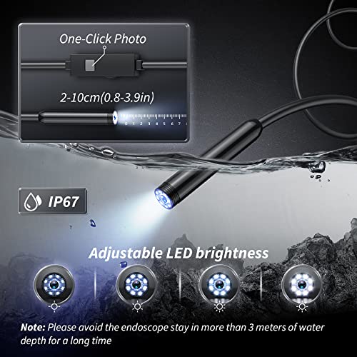 Endoscope Camera with Light, 1920P HD Bore Scope Borescope with 8 Lights, Waterproof 16.4FT Semi-Rigid Cord for Pipe Inspection, Industrial Endoscope for Phones(Black) - style: Single Lens