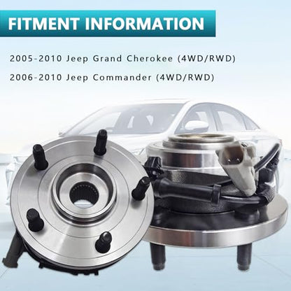 513234 Front Wheel Bearing Hub Assembly for Jeep Grand Cherokee Commander 2005 2006 2007 2008 2009 2010 (2PCS) - size: 513234