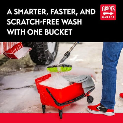 Griot's Garage Ultimate Wash Bucket II for Vehicle Cleaning, Detailing, Car Washing with Built-in Measuring Cups and Removable Divider, Includes Bucket, Casters, Caddy, and Lid, 6 Gallon
