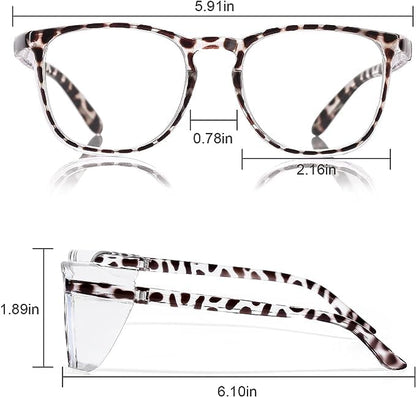 Stylish Safety Glasses Goggles for Women Girls Anti-fog Glasses Protective Eyewear Clear Glasses - color: Blue+tortoise+new-tortoise