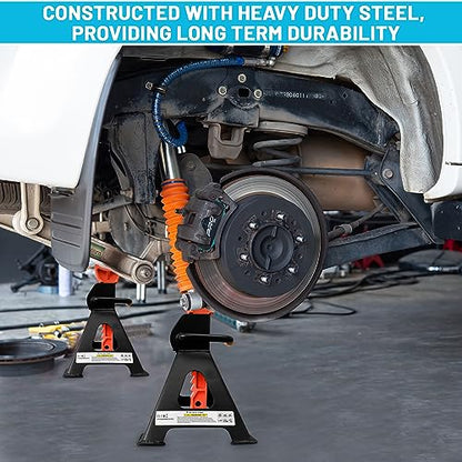 Jack Stands 3 Ton, Heavy Duty Car Jack Stand, 10.08-17.0 inch Adjustable Height for Lifted Truck, SUV, MPV and UTV/ATV, 6600 lb Capacity, 1 Pair Black & Red (Automotive Stands Set of 2) - size: 3 Ton (Standard)
