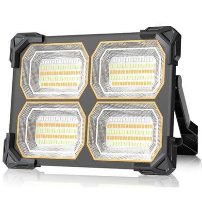 200W Led Work Light Rechargeable,20000MAh Solar Portable Light, 20000LM Magnetic Work Lights, 326 Led Battery Work Lights with Stand 5 Lights Modes IP66 Waterproof for Outdoor Camping Car Repairing