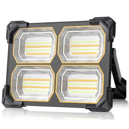 200W Led Work Light Rechargeable,20000MAh Solar Portable Light, 20000LM Magnetic Work Lights, 326 Led Battery Work Lights with Stand 5 Lights Modes IP66 Waterproof for Outdoor Camping Car Repairing