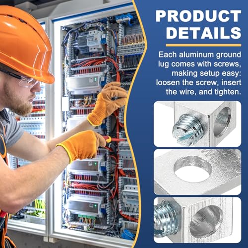 MECCANIXITY 6 Pcs Mechanical Lug, 2 AWG TA-2 1B2U Aluminum Alloy Terminal Lug High Strength Terminal 600V 5/16-24 Screws Straight Studs for Breaker Panels Load Centers - size: 2 AWG TA-2 1B2U
