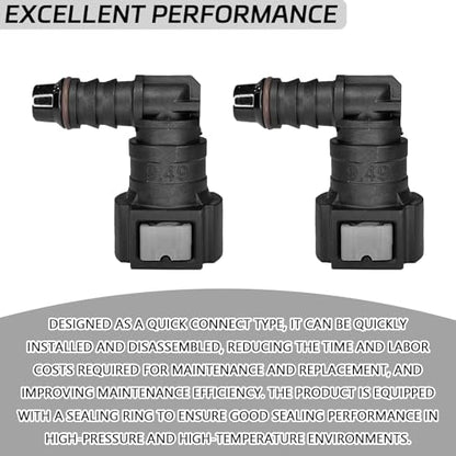 2PCS Fuel Line Quick Connector, 90° Elbow Quick Connect Fuel Line Fittings Repair Kit, High Pressure Oil Pump Fuels Hose Pipe Quickly Connect Plug for 3/8 SAE to 5/16 ID Nylon Tubing（Elbow） - size: Elbow