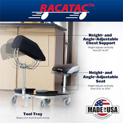 Racatac Kneeling Sitting Creeper with Chest Support and 3 Inch Casters, Rolling Knee Pads with Seat, Creeper for Flooring Installation, Assembled in USA, 01RAC3CS - size: 3 Inch, style: Chest Support