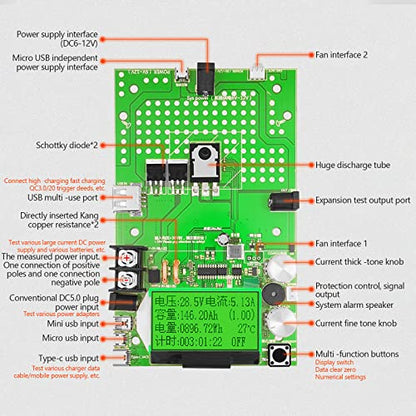 MakerHawk Electronic Load Tester - USB Load Tester 150W 200V 20A Resistor Adjustable Constant Current Battery Capacity Tester Module Intelligent Dischar