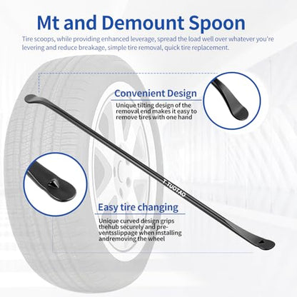 2 PCS 38" Heavy Duty Tire Iron Bar - Forged 40Cr Steel Tire Spoon for Semi Trucks, Tractors, Buses & RVs - Extra Long Leverage Tool for Quick Mount & Demount - Rust Proof Black Coating - size: 2pcs(38in)