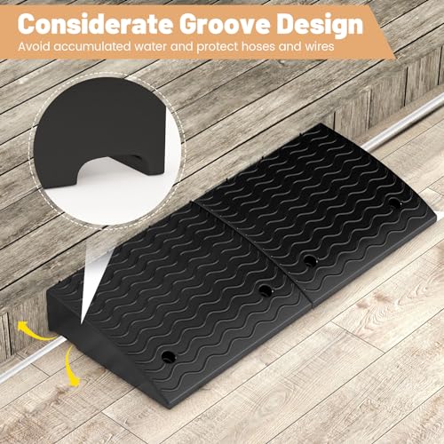Curb Ramp 2 Pack, 4.5鈥?Raised Height Rubber Threshold Ramps Set w/Predrilled Holes & 4 Expansion Bolts, 6800 lbs Max Load, Anti-Slip Driveway Ramps for Car, Motorcycle, Wheelchairs, Scooters