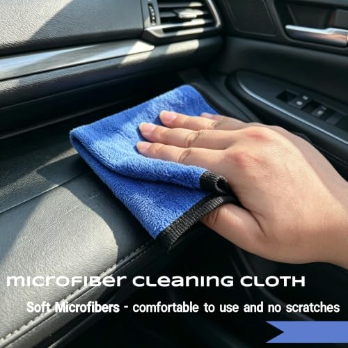 9 Pcs Car Detailing Brushes Kit, Car Interior Cleaning Tool with Cleaning Gel | car detailing brushes, cleaning gel & microfiber cleaning cloth,Safe for leather, vents, dash. Ideal for truck, auto, SUV, RV