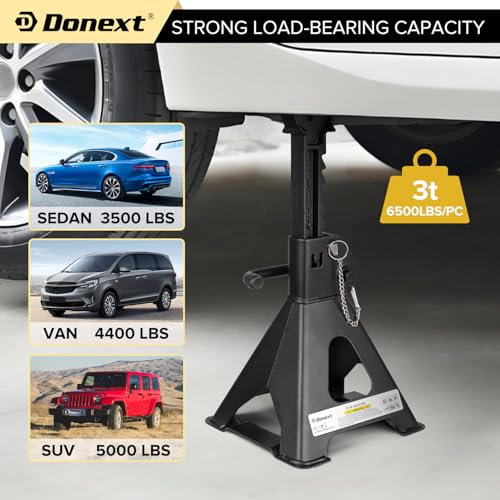 Jack Stands, 3 Ton (6,000 lbs) Capacity Car Jack Stands Double Locking, 11.4"-16.54" Adjustable Height, Car Stand for Lifting, Black, 1 Pair - color: New Black