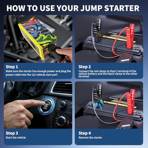 Portable Car Battery Jump Starter with Air Compressor, 8000A Jump Pack for 9.0L Gas/8.0L Diesel, 150PSI Tire Inflator Air Pump, 12V Jump Box Power Pack Booster with LED Light for Emergency - size: Enhanced Version