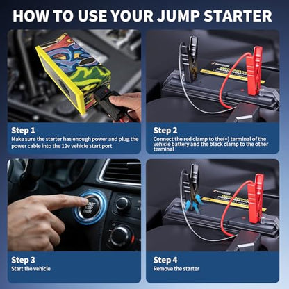 Portable Car Battery Jump Starter with Air Compressor, 8000A Jump Pack for 9.0L Gas/8.0L Diesel, 150PSI Tire Inflator Air Pump, 12V Jump Box Power Pack Booster with LED Light for Emergency - size: Enhanced Version