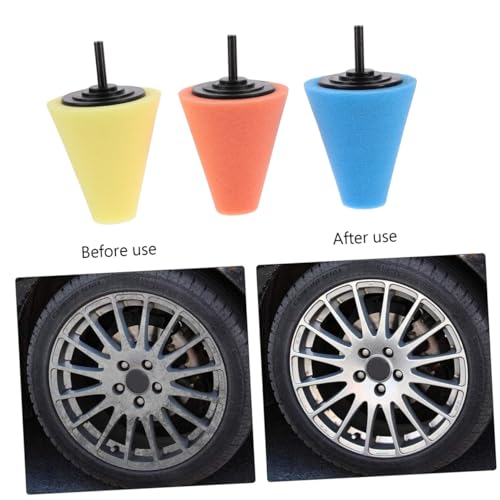 Alipis 3Pcs Auto Wheel Polishing Cone Kit Detailing Buffing Pads for Car Wheels Compatible Drills and Automotive Supplies