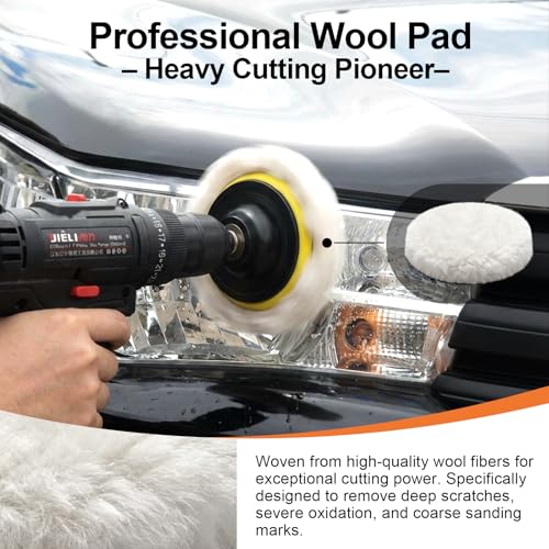GOH DODD 33 Pieces 4 Inch Buffing Polishing Pads, Car Foam Drill Polishing Pad Kit Sponge Pads Buffer Polisher Kit Headlight Restoration Kit with Wool Pads for Car Polishing, Waxing and Cleaning - color: 33 Pieces