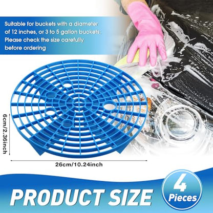 Tallew Car Wash Bucket Insert Grit Traps for Car Washing Detailing Kit Accessories Cleaning Tool Fits 12 Inch Diameter Bucket or 3-5 Gallon(Blue,4 Pieces) - color: Blue