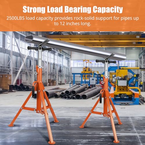 Heavy-Duty Pipe Jack Stand, 2500 lb Load Capacity, Adjustable Height 28"–52", Folding Steel Pipe Support Stand with Wide Stable Base for Welding, Automotive Repair, Construction & Fabrication Projects - size: 2500lbs(Orange)