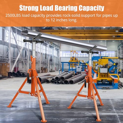 Heavy-Duty Pipe Jack Stand, 2500 lb Load Capacity, Adjustable Height 28"–52", Folding Steel Pipe Support Stand with Wide Stable Base for Welding, Automotive Repair, Construction & Fabrication Projects - size: 2500lbs(Orange)