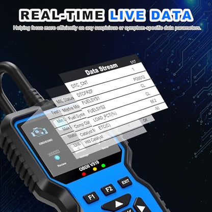 OBD2 Scanner Tool, Upgraded V519 Vehicle Code Reader for Check Engine Light Clear Fault Codes, Live Data Professional OBDII Scan Tool for 1996 OBD2 Protocol Vehicle, Blue