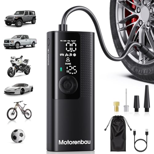 Tire Inflator Portable Air Compressor-120PSI Cordless Air Pump for Car Tires with Digital Pressure Gauge, LED Light, Fast Inflation & Auto Shutoff, Tire Pump for Cars Motorcycles Bikes Ball