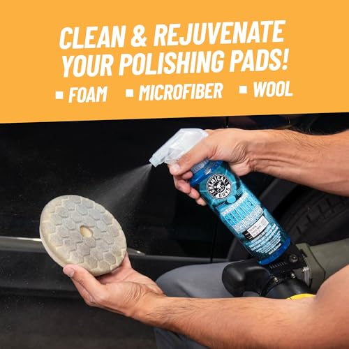 Chemical Guys, Foam & Wool Polishing Pad Cleaner, Citrus-Based, 16 oz Spray | Citrus-based, lifts compound, paint residue, paint dust, use with bucket and grit guar, for soft, fluffy pads