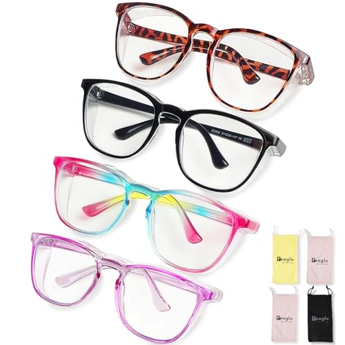 Feaglo Safety Glasses, Anti Fog Safety Goggles for Women Men, Blue Light Blocking Stylish Eye Protection Glasses Side Shield - color: Tea Leopard+black+rainbow+purple