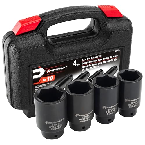 Powerbuilt 4 Piece Axle Nut Socket Set, 30mm 32mm 34mm 36mm Axle Nut Socket, Tools for Removing Front Wheel Axle Nuts, Foreign Vehicles - 648635 - style: 4 Piece
