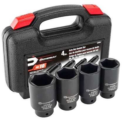 Powerbuilt 4 Piece Axle Nut Socket Set, 30mm 32mm 34mm 36mm Axle Nut Socket, Tools for Removing Front Wheel Axle Nuts, Foreign Vehicles - 648635 - style: 4 Piece