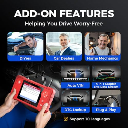 LAUNCH X431 Creader VII+ V2.0 Car Code Reader 2026,Full EOBD OBD2 Scanner Testing Engine/Transmission/ABS/Airbag System, 3 Reset Oil Service/Throttle Relearn/SAS Reset, Lifetime Free Update