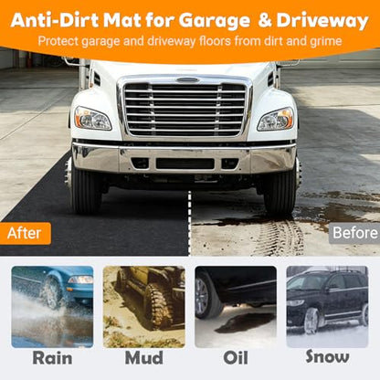 Oil Spill Mat for Driveway Garage, 72x60 Oil Drip Rubber Mat Under Car | Heavy Duty, Absorbent, Waterproof, Leak Resistant, Protect Garage Floor, for Auto Tractor Mower Repairs Oil Change, Black - size: 72" x 60"-Nonslip Black Orange