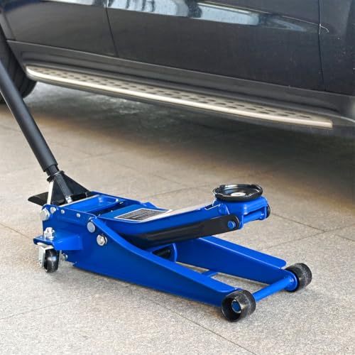 3 Ton Low Profile Floor Jack, Heavy Duty Hydraulic Car Jack with Dual Pistons Quick Lift Pump, Aluminum and Steel Racing Service Jack for Sedans SUV Trucks, 3.1" to 20" Lifting Range, Blue