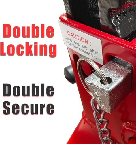 BIG RED T43002A Torin Steel Jack Stands: Double Locking, 3 Ton (6,000 lb) Capacity, Red, 1 Pair - size: 3 Ton, style: Double Locking