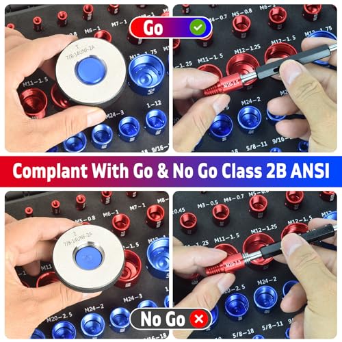 37 Pcs Thread Checker, Nut and Bolt Thread Checker Set with 21 Inch and 16 Metric Box Set Thread Gauge for Standard and Metric Sizes Perfect for Tight Spaces Ideal for Bolt and Nut Size Checkin