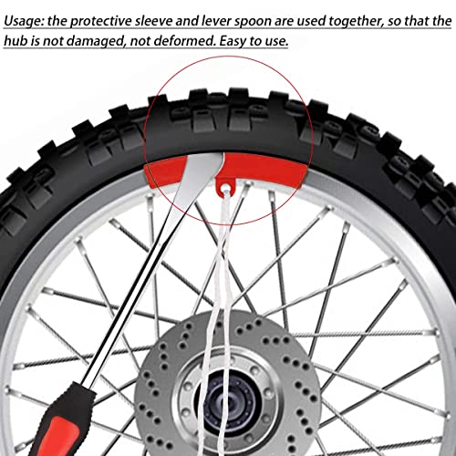 US 13Pcs Motorcycle Tyre Repair Tool Spoon Set with 3 Tire Levers Spoon & 2 Protective Sleeves & 6 Valve Core & Wrench Motorcycle Tire Tool Kit Motorbike Tire Changing Spoons Lever