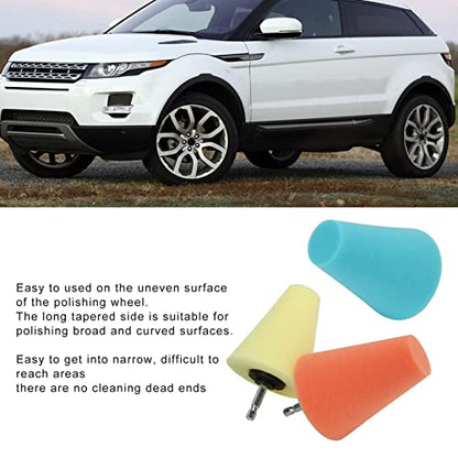 AMAKO Polishing Cone: 3Pcs Hub Cleaning Kit, Polishing Conical Polishing Sponge Wheel Polishing Care Kit for Cars, Boats and Motorcycles, Wheel Polishing Foam Pads
