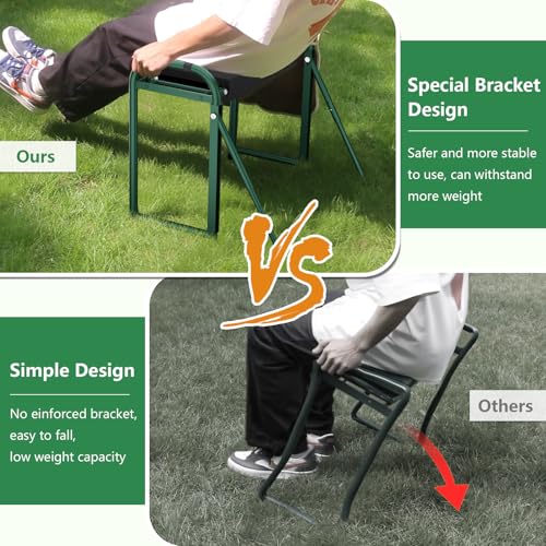 seasky Foldable Garden Kneeler and Seat, Anti-Tipping Gardening Bench Widened Thick Soft Kneeling Pad, Heavy Duty Gardening Stool with Tool Bag,Gardening Gift for Women - color: Dark Green