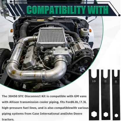 3-piece 38450 disconnect kit, Suitable for Case International and tractors. | compatible with GM vans with Allison transmission cooler piping and Ford 6.0L/7.3L high-pressure oil lines.