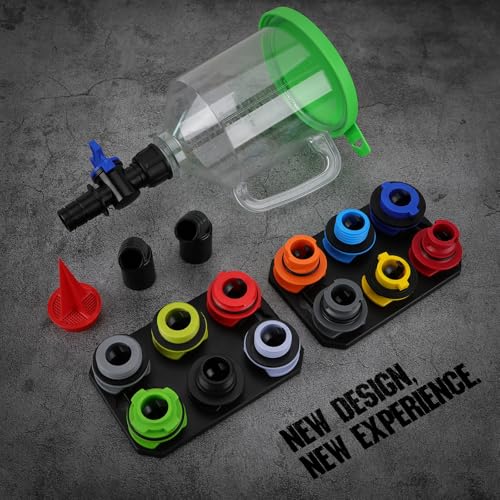 18-Piece Engine Oil Funnel Kit, 1.59QT/1.5L Automotive Oil Funnel Set with 12 Adapters, Elbow Fitting, Arrow Screen and Magnetic Storage Hooks Tray, Compatible with GM, Ford, BMW, Audi, Land Rover Etc - size: 18 PCS - Elite Oil Kit with Magnetic Tray
