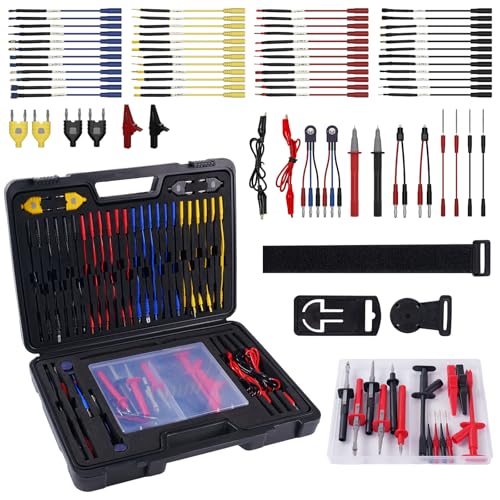 105PCS Multimeter Test Lead Kit with Hanging Loop Strap Magnetic Hanger for Fluke, Automotive Circuit Breakout Probe Kit, Banana Plug Leads & Large Alligator Clips