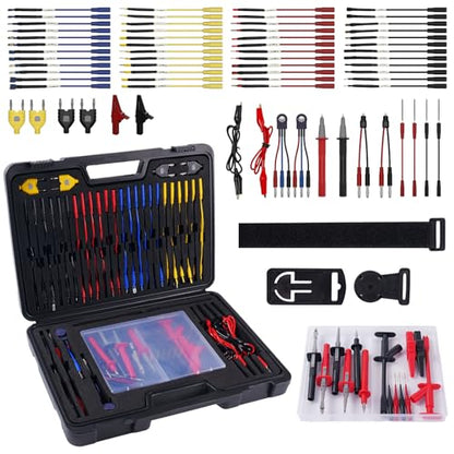105PCS Multimeter Test Lead Kit with Hanging Loop Strap Magnetic Hanger for Fluke, Automotive Circuit Breakout Probe Kit, Banana Plug Leads & Large Alligator Clips